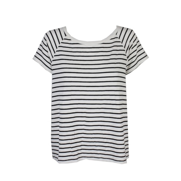 Sanctuary Black and White Striped Lace Up Tee - Picture 1 of 8